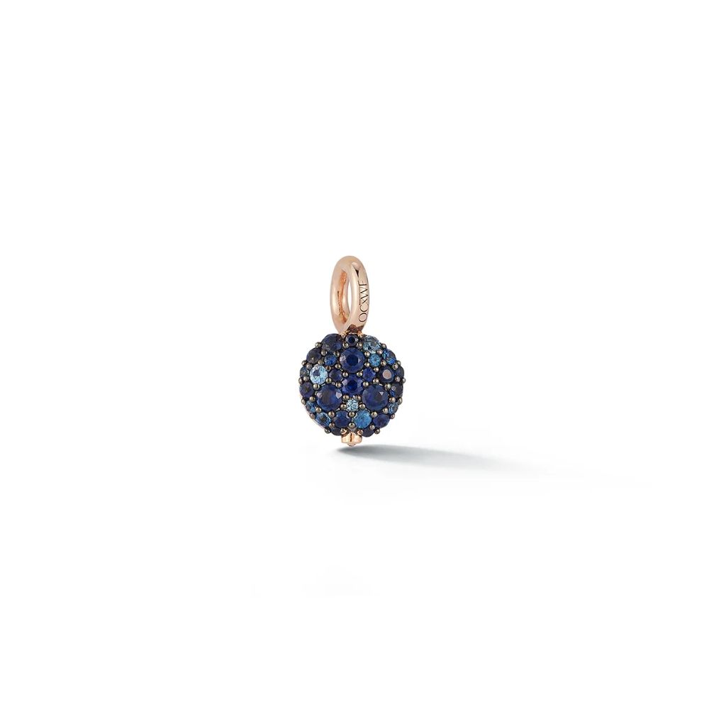 Walter Faith 18k Rose Gold Small Blue Sapphire Pebble Chantecaille Locket Charm